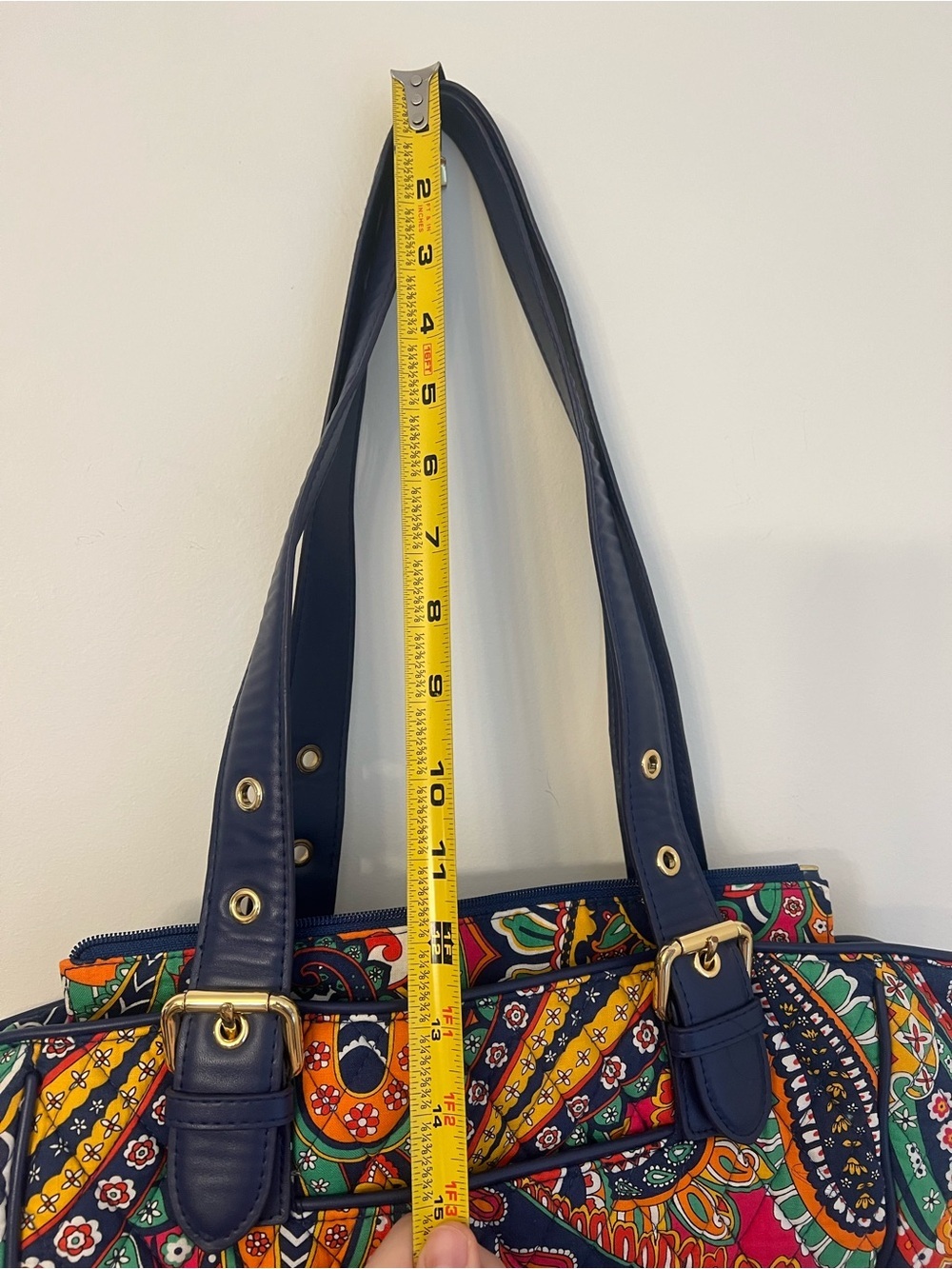 Colorful Paisley Tote Bag with Navy Trim New w out Tag - Picture 6 of 10